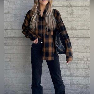 Fireside Mocha Plaid Flannel - 12th Tribe - OS